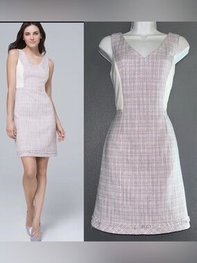 White House Black Market WHBM Women’s Purple & White Sleeveless Dress  Small 6